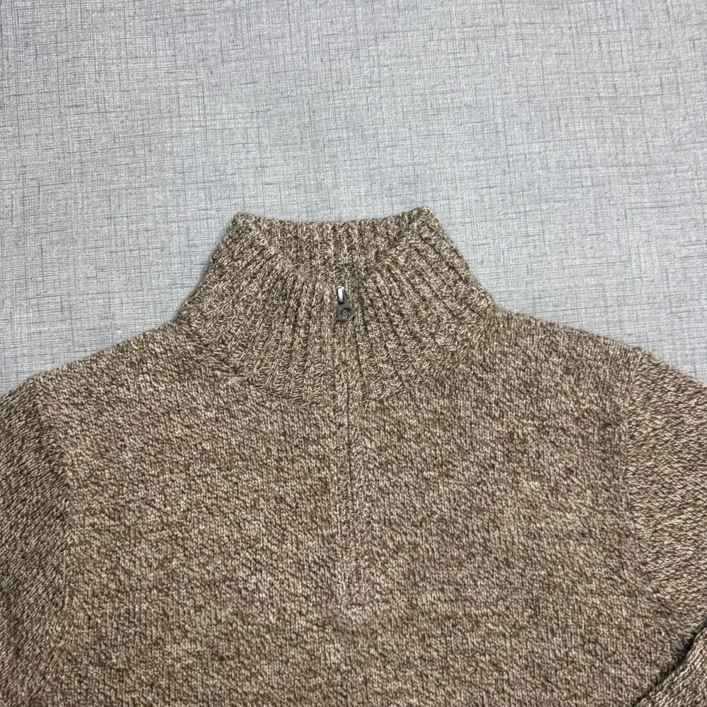 J Crew Rugged Merino Sweater Men's S Brown Wool Blend 1/4 Zip Mock Neck - Picture 2 of 11